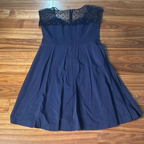 Torrid navy blue polka dot mesh dress fit and flare summer party woman's 18 - Picture 4 of 8